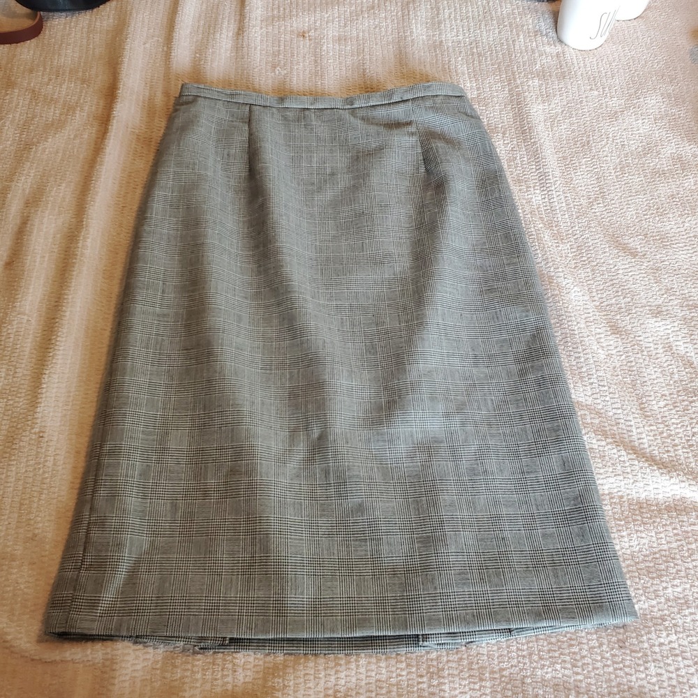 Pendleton Grey Glen Plaid Virgin Wool Pencil Skirt Petite 4‎ Made in USA Vintage